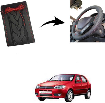 Autoinnovation Hand Stiched Steering Cover For Fiat Palio(Black, Leather)