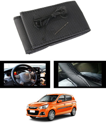 monolive Hand Stiched Steering Cover For Universal For Car Alto K10(Black, Leatherite)