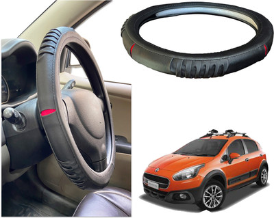 PEEPS STORE Steering Cover For Fiat Avventura(Black, Red, Leatherite)