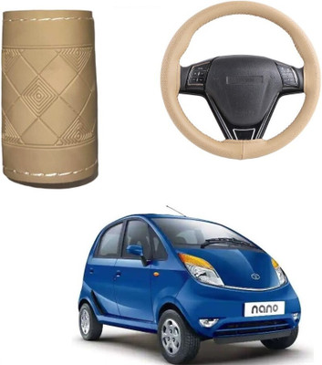 Arnejaa Hand Stiched Steering Cover For Tata Nano(Beige, Leather)