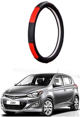 AUTO PEARL Steering Cover For Hyundai i20(Gold Blaze Black and Red, Leatherite)