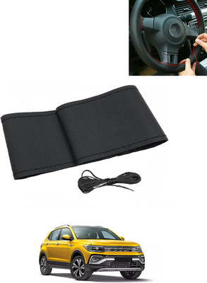 MATIES Hand Stiched Steering Cover For Volkswagen Universal For Car(Black, Leatherite)