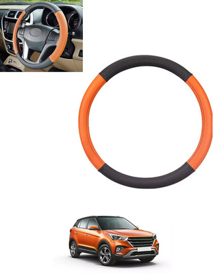 monolive Steering Cover For Hyundai Creta(Tan, Black, Leatherite)