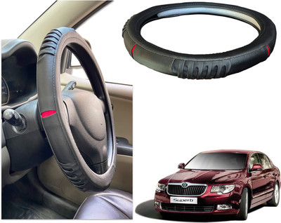 PEEPS STORE Steering Cover For Skoda Superb(Black, Red, Leatherite)