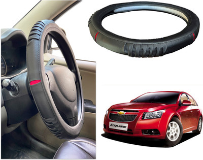 PEEPS STORE Steering Cover For Chevrolet NA(Black, Red, Leatherite)