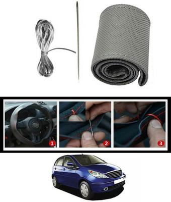 monolive Hand Stiched Steering Cover For Tata Vista(Grey, Leatherite)