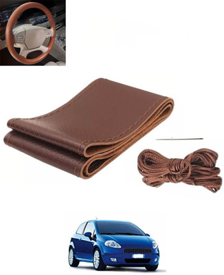 monolive Hand Stiched Steering Cover For Fiat Grand Punto(Brown, Leatherite)