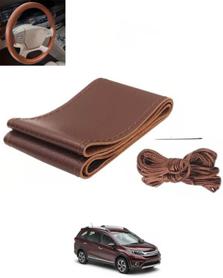 RKPSP Hand Stiched Steering Cover For Honda Brio(Brown, Leatherite)
