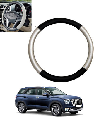 MSNP Steering Cover For Hyundai Universal For Car(Silver,Black, Leatherite)