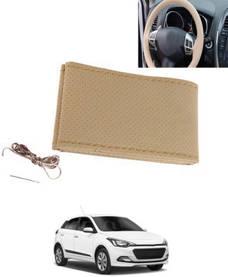 MATIES Hand Stiched Steering Cover For Hyundai Elite i20(Beige, Leatherite)
