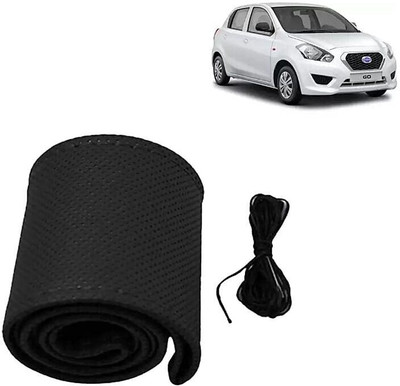 S MANGLAM Hand Stiched Steering Cover For Toyota Figo, Grand Vitara, Grand i10, Indica, Indigo, KUV 100, Kwid, Laura, Baleno(Black, Leatherite)