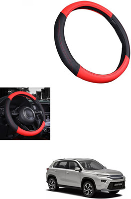 MATIES Steering Cover For Toyota Universal For Car(Red/Black, Leather)