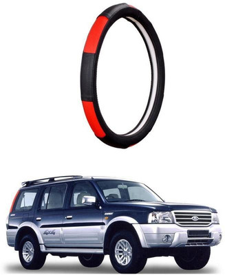 AUTO PEARL Steering Cover For Ford Endeavour(Gold Blaze Black and Red, Leatherite)