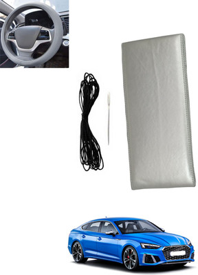 MSNP Hand Stiched Steering Cover For Audi S5(Silver, Leatherite)