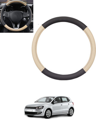 monolive Hand Stiched Steering Cover For Volkswagen Polo(Beige, Black, Leatherite)