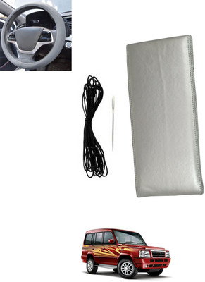 monolive Hand Stiched Steering Cover For Tata Sumo(Silver, Leatherite)