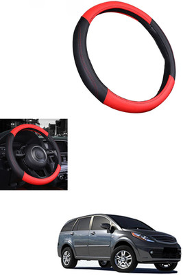 MATIES Steering Cover For Tata Aria(Red/Black, Leather)