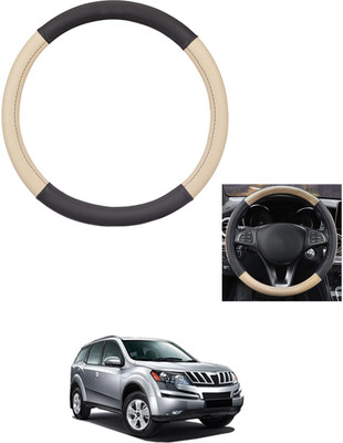 MATIES Steering Cover For Mahindra XUV 500(Beige/Black, Leather)