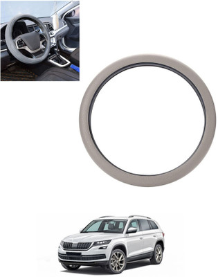 monolive Hand Stiched Steering Cover For Skoda Universal For Car(Silver, Leatherite)