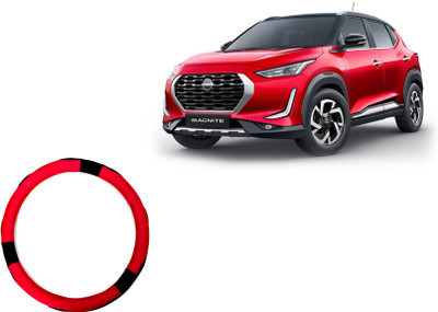 HOTRENZ Steering Cover For Nissan Micra(Steering Cover For Nissan Magnite Red,Black, Leatherite)