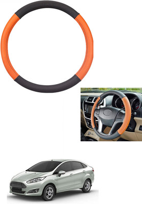 MATIES Steering Cover For Ford Fiesta(Tan/Black, Leather)