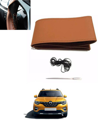 MATIES Hand Stiched Steering Cover For Renault Universal For Car(Tan, Leatherite)