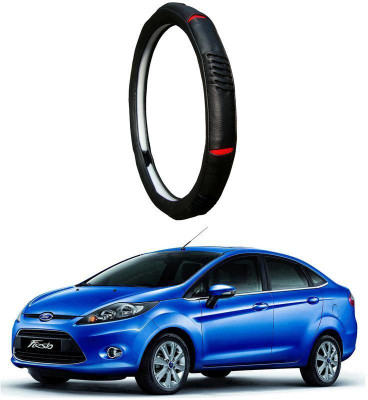 AUTO PEARL Steering Cover For Ford Fiesta(Diamond Black Red, Leatherite)