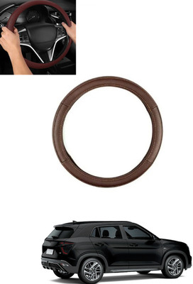 ABJD Steering Cover For Hyundai Universal For Car(Brown, Leatherite)