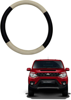 RKPSP Hand Stiched Steering Cover For Universal For Car Octavia(Beige/Black, Leatherite)