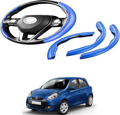 Pecunia Steering Cover For Nissan Micra(Carbon Fiber Blue, Polyurethane)