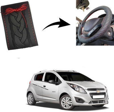 Autoinnovation Hand Stiched Steering Cover For Chevrolet Spark(Black, Leather)