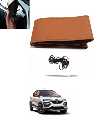 MATIES Hand Stiched Steering Cover For Renault Universal For Car(Tan, Leatherite)