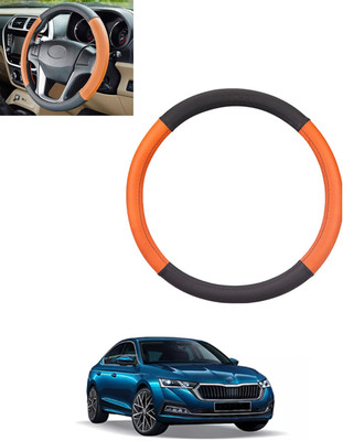 monolive Steering Cover For Skoda Octavia(Tan, Black, Leatherite)
