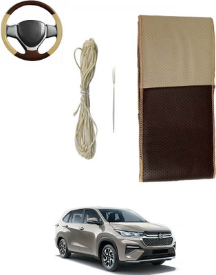 MATIES Hand Stiched Steering Cover For Maruti Universal For Car(Beige/Brown, Leatherite)