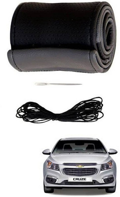 RKPSP Hand Stiched Steering Cover For Universal For Car Cruze(Black/Grey, Leatherite)