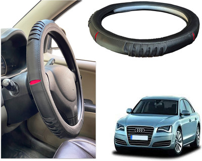 PEEPS STORE Steering Cover For Audi A8(Black, Red, Leatherite)