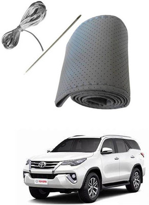 RKPSP Hand Stiched Steering Cover For Universal For Car Fortuner(Grey, Leatherite)