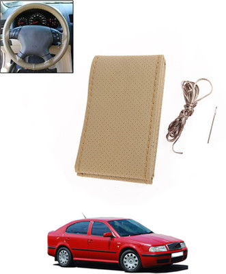 MSNP Hand Stiched Steering Cover For Skoda Octavia(Beige, Leatherite)