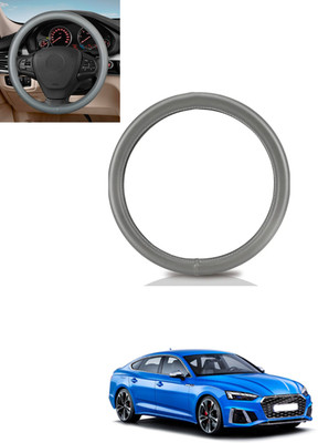 MATIES Steering Cover For Audi S5(Silver, Leather)
