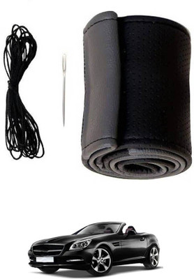 ABJD Hand Stiched Steering Cover For Skoda Universal For Car(Grey, Black, Leatherite)