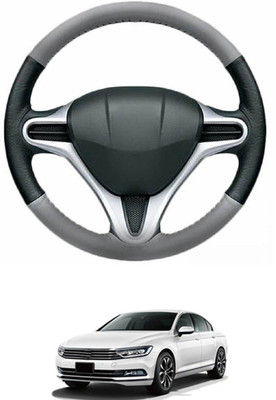 MATIES Steering Cover For Volkswagen Passat(Grey, Black, Leather)