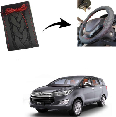 Autoinnovation Hand Stiched Steering Cover For Toyota Innova(Black, Leather)