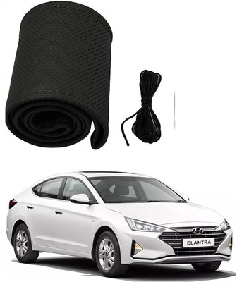 arneja trading company Hand Stiched Steering Cover For Hyundai Elantra(Black, Leather)