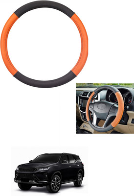 MATIES Steering Cover For Toyota Universal For Car(Tan/Black, Leather)