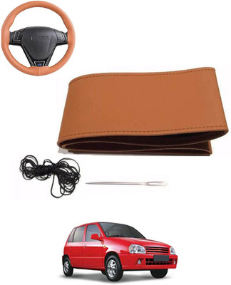 MATIES Hand Stiched Steering Cover For Hyundai Universal For Car(Tan, Leatherite)