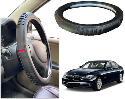 PEEPS STORE Steering Cover For BMW 7 Series(Black, Red, Leatherite)
