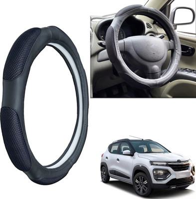 PEEPS STORE Steering Cover For Renault Kwid(Black, Leatherite)
