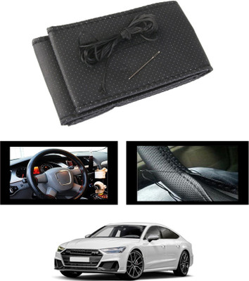 MATIES Hand Stiched Steering Cover For Audi S7(Black, Leatherite)