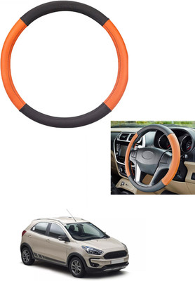 MATIES Steering Cover For Ford Universal For Car(Tan/Black, Leather)