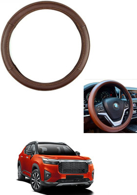 MATIES Steering Cover For Honda Universal For Car(Brown, Leather)